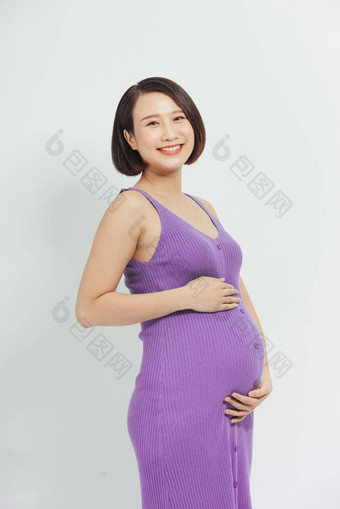 生活概念怀孕母亲幸福肚子怀孕了女人