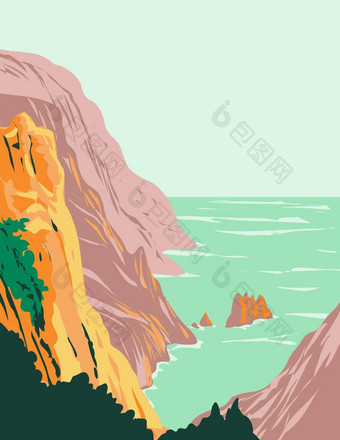 calanques国家公园公园国家的calanquessugiton地中海海岸bouches-du-rhone法国艺术德科水渍险海报艺术