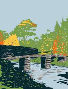 克拉珀桥沼泽postbridge达特穆尔国家公园德文郡英格兰曼联王国艺术德科水渍险海报艺术
