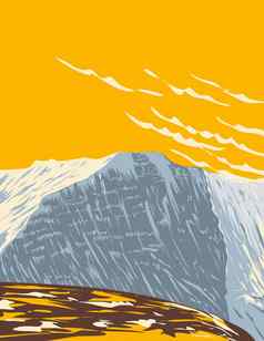 笔风扇布雷肯灯塔国家公园南威尔士曼联王国艺术德科水渍险海报艺术