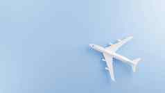 模型飞机前视图平躺设计旅行飞机蓝色的背景