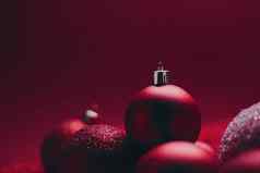 红色的装饰圣诞节装饰物节日冬天假期背景