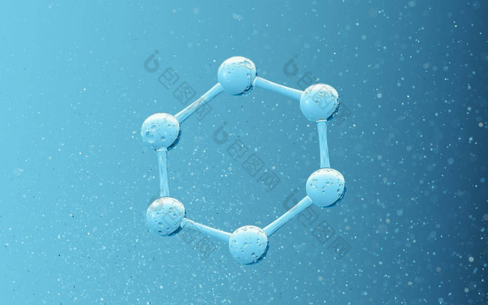 化学分子蓝色的背景呈现