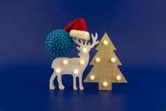 圣诞节鹿场景蓝色的病毒分子