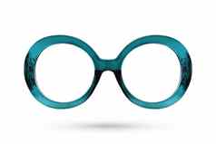 时尚蓝色的眼镜风格塑料边框孤立的白色背景