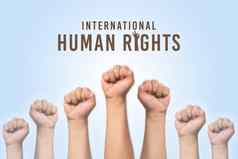 国际人类权利一天概念提高手