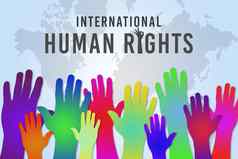 国际人类权利一天概念提高手插图