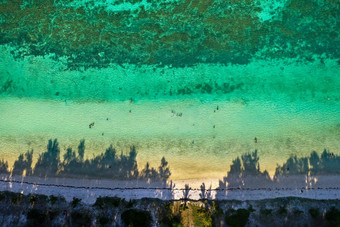 视图高度东海岸岛毛里求斯飞行绿松石环礁湖岛毛里求斯区域叫海