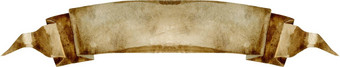 水彩古董棕色（的）丝带手画横幅孤立的白色背景