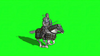 插图中世纪的<strong>骑士</strong>骑马<strong>剑</strong>盾绿色屏幕