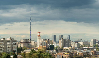 奥斯坦金诺塔<strong>莫</strong>斯科城市景观夏天俄罗斯全景<strong>莫</strong>斯科塔<strong>蓝色</strong>的天空背景<strong>莫</strong>斯科城市天际线全景视图<strong>莫</strong>斯科住宅区