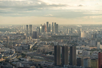 莫斯科空中全景莫斯科城<strong>市区</strong>视图摩天大楼中心资本全景俄罗斯城市日落俄罗斯体系结构