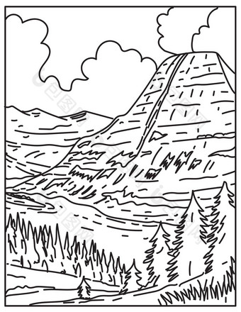 冰川国家公园隐藏的湖岩石山蒙大拿美国单行海报艺术