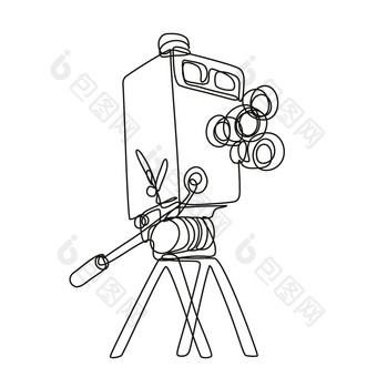 古董电影盒子相机三脚架连续行画