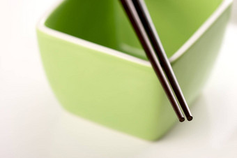 筷子绿色碗