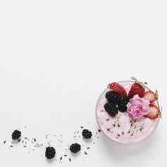 平躺水果酸奶玫瑰高质量美丽的照片概念