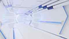 宇宙飞船走廊股票运动图形视频显示室内移动宇宙飞船呈现
