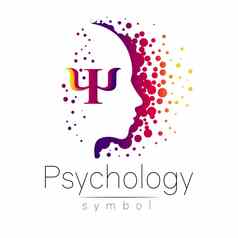 现代头标志心理学配置文件人类信ψ有创意的风格象征设计概念品牌公司紫罗兰色的颜色孤立的白色背景图标网络打印