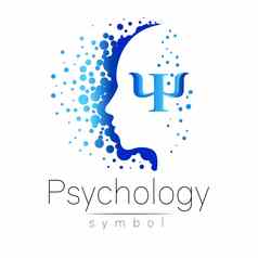 现代头标志心理学配置文件人类信ψ有创意的风格象征设计概念品牌公司蓝色的颜色孤立的白色背景图标网络打印