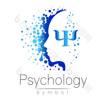 现代头标志心理学配置文件人类信ψ有创意的风格象征设计概念品牌公司蓝色的颜色孤立的白色背景图标网络打印
