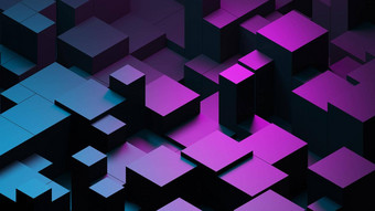 摘要蓝色的紫色的数字数据背景渲染多边形摘要电子紫色的几何技术背景呈现紫色的