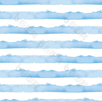 摘要蓝色的条纹<strong>水彩</strong>背景<strong>海</strong>洋无缝的模式织物纺织纸简单的<strong>海</strong>手画条纹