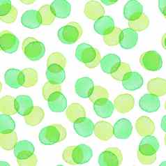 手画刷波尔卡点无缝的水彩模式摘要水彩画轮圈绿色颜色艺术设计织物背景