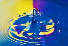 蓝色的紫色的黄色的水涟漪水滴崩溃