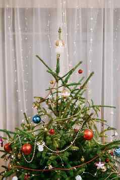 特写镜头前生活圣诞节树装饰假期装饰