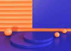 几何形状背景蓝色的橙色音调高质量照片