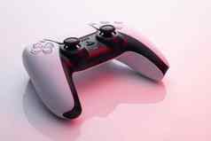 纽约3月索尼游戏机双重感知游戏控制器产品索尼无线白色游戏机白色控制器红色的光