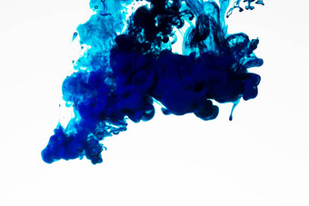 丰富的蓝色的彩色的墨水滴高质量照片
