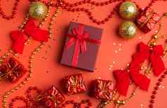 红色的圣诞节礼物圣诞节树红色的背景文章一年圣诞节选择礼物红色的礼物