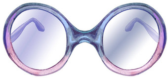 水彩优雅的眼镜紫罗兰色的框架