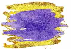 彩色水彩背景紫罗兰色的黄金刷中风