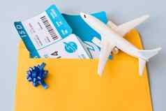 飞机票文档情况下玩具飞机高质量照片