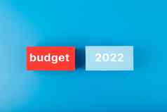 业务计划预算概念文本预算写红色的蓝色的矩形黑暗蓝色的背景