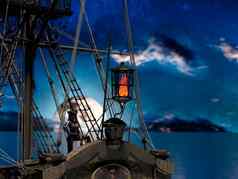 海盗女人帆船月光