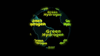 数字世界地图绿色氢绿色文本概念替代燃料清洁能源