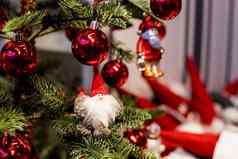 圣诞节树玩具室内圣诞节卡巨魔圣诞老人长红色的他手工制作的斯堪的那维亚圣诞节装饰软玩具精灵