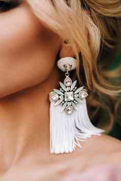 美丽的耳环新娘美丽的脖子时尚的发型