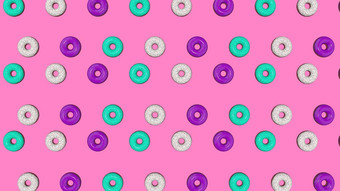 摘要色彩斑斓的动画背景明亮的甜甜圈呈现