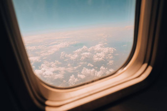 飞机飞行视图窗口飞机飞机飞机旅行空气飞机窗口视图云令人惊异的金毛茸茸的云移动温柔的