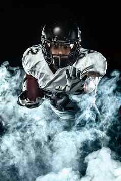 美国足球运动员球员头盔黑色的背景烟体育运动动机壁纸