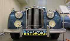 蓝色的克鲁郡劳斯莱斯宾利大陆罕见的具有收藏价值的复古的汽车显示完整的大小奢侈品车辆乌克兰基辅6月