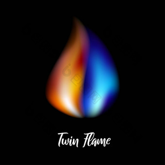 橙色蓝色的火焰双胞胎火焰插图黑色的背景网络网站