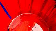 摘要背景泄漏红色的油漆桶黑色的背景红色的油漆倒黑色的背景艺术家有创意的概念油漆泄漏红色的彩色的背景