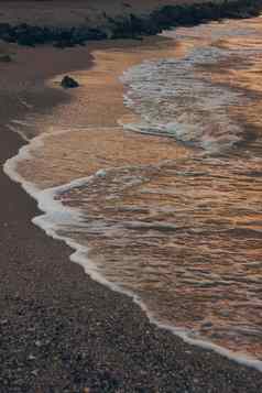 金日落海海岸波沙子