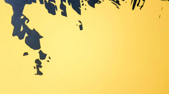 黑色的摘要油漆溅滴明亮的黄色的背景黑色的油漆溅黄色的背景概念艺术的想法油漆刷纹理黄色的黑色的背景