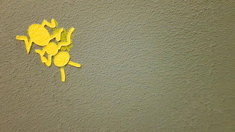 黄色的画蚂蚁灰色的墙蚂蚁攀爬墙色彩斑斓的蚂蚁<strong>背景</strong>当地的艺术<strong>家装</strong>修墙街道